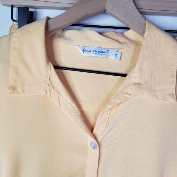 Fresh Produce Tencel 2pc Set Outfit Button Front Top Capris S Light Orange - Picture 2 of 14